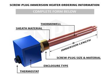 Screw Plug Immersion Heaters for Vessels, Tanks and Other Industrial Applications Requiring Heat