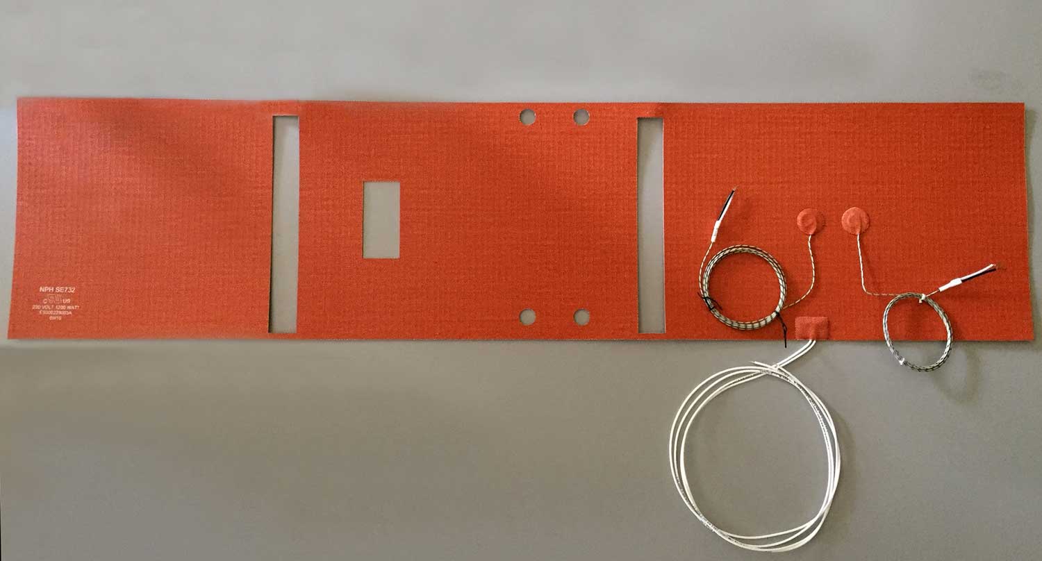 Custom Manufactured Analytical Instrumentation, Medical Device, Laboratory & Freeze Protection Heaters Custom Analitycal Device Silicone Heater With Temperature Sensors