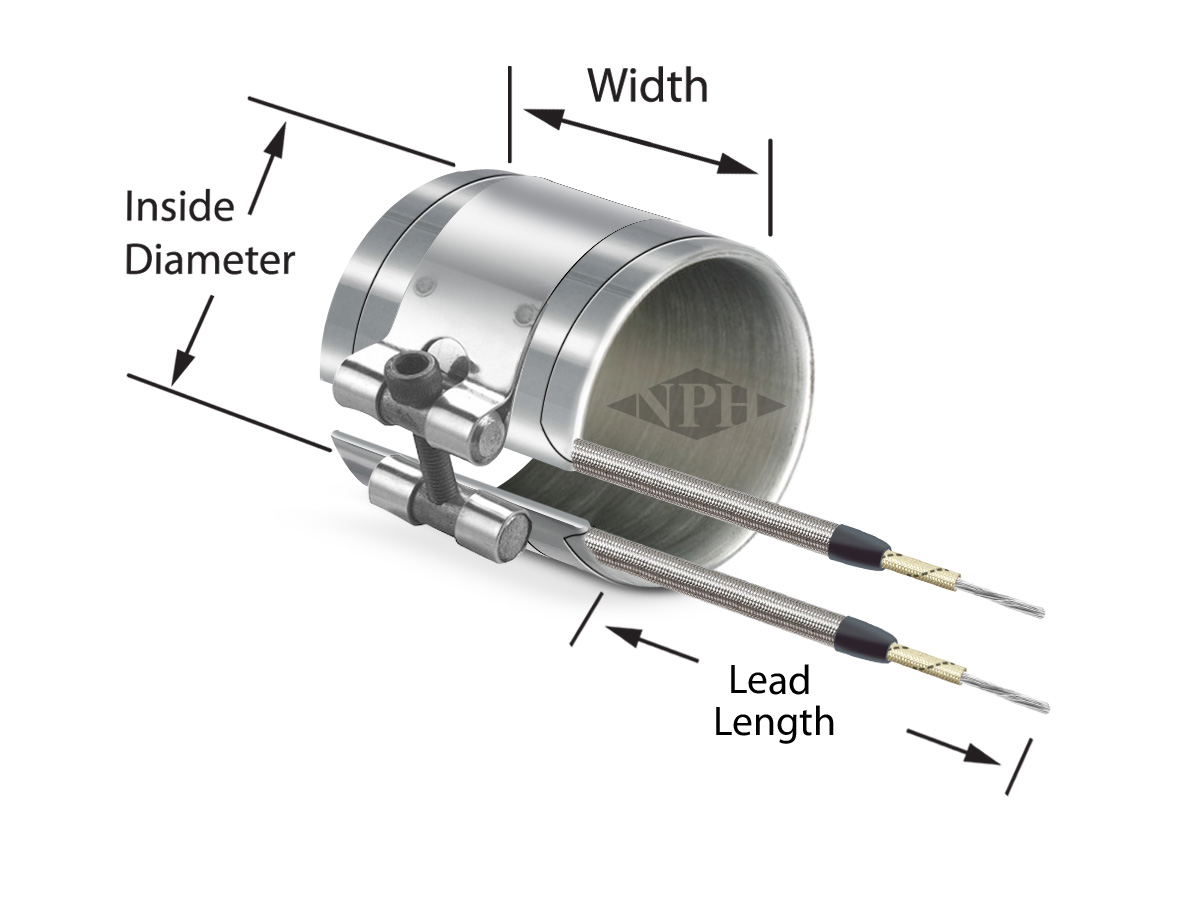 Nozzle Band Heater - Style 1 - Barrel Nut Strap, S.Steel Braided Leads Nozzle Band Heater - Style 1 - Barrel Nut Strap, S.Steel Braided Leads